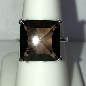 Smoky Topaz & Glacier Blue Topaz Gemstones (10.62 cts) in Sterling Ring